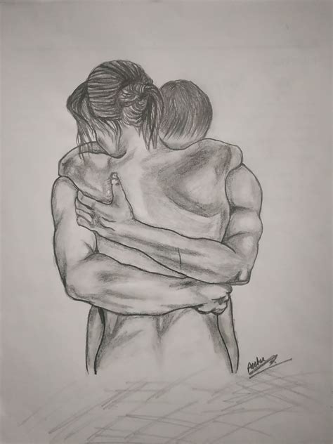 Hugging Couple Pencil Sketch Artofit