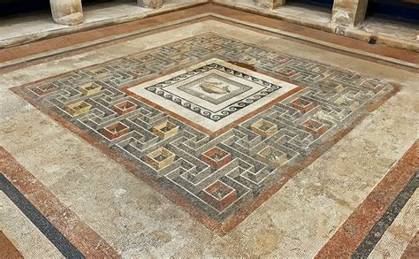 Roman Mosaic Of A Labyrinth Rendered With A Remarkable Threedimensional