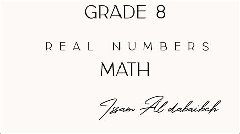 Grade 8 Real Numbers Youtube