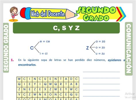 Uso De La C Y Z Para Segundo De Primaria Fichas Para Spanish Teaching