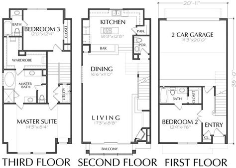 Three Story Townhouse Plan D2272 2071 Townhouse Building Design