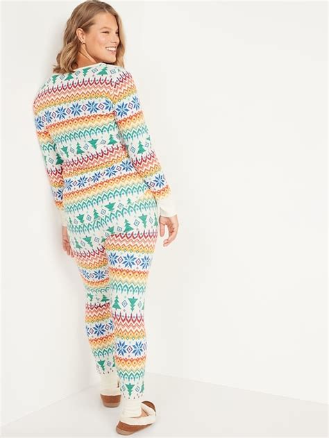Matching Printed Thermal Knit Long Sleeve Pajama Top For Women Old Navy