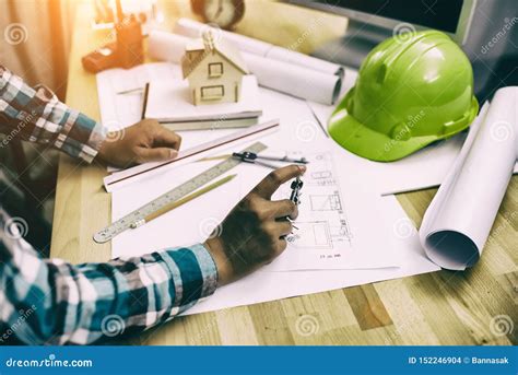 Man Working Of Architect Sketching Stock Photo Image Of Builder Home