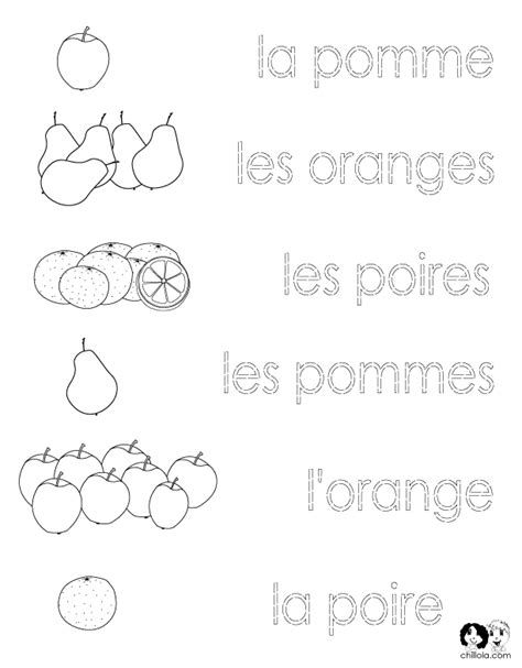 French Printouts for Children - Fruit | French Worksheets for Children ...