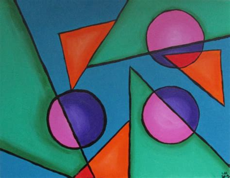 Untitled Surreal Shapes Abstract Geometric Acrylic Painting On Storenvy