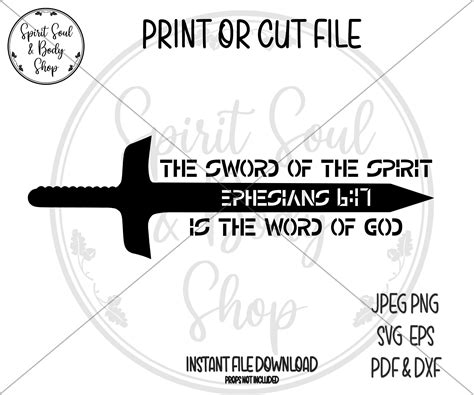 Sword Of The Spirit Svg Png Jpeg Pdf Dxf Cut File Etsy