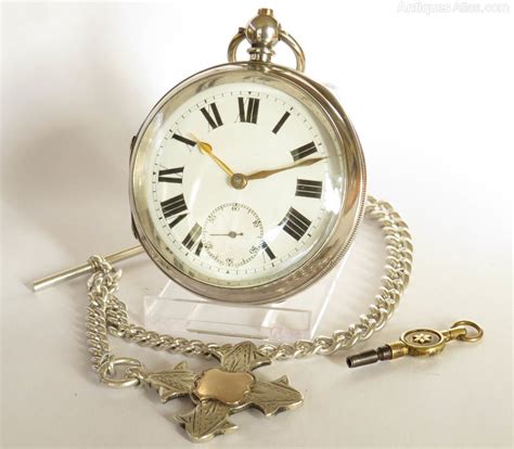 Antiques Atlas Large Antique Silver Pocket Watch And Chain