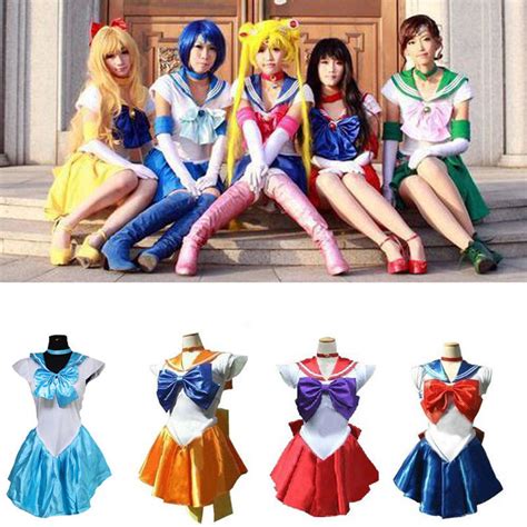 Anime Pretty Soldier Sailor Moon Cosplay Costume Set Princess Halloween