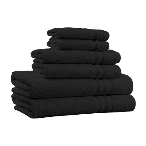 6 Piece Black Extra Soft 100 Egyptian Cotton Bath Towel Set 6pc