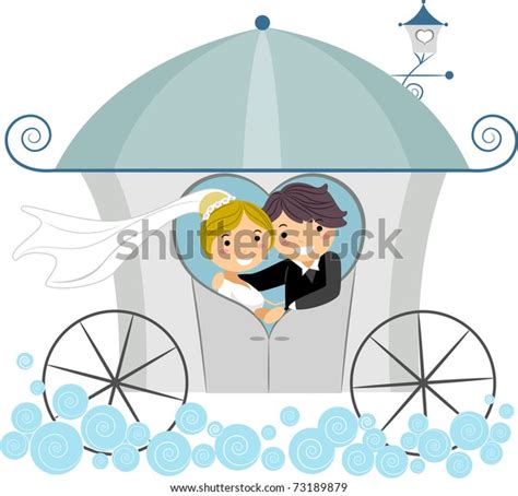 Illustration Newlyweds Wedding Carriage Stock Vector Royalty Free