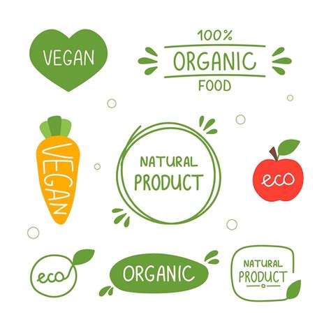 Premium Vector Set Of Organic Natural Product Eco Bio Vegan Organic