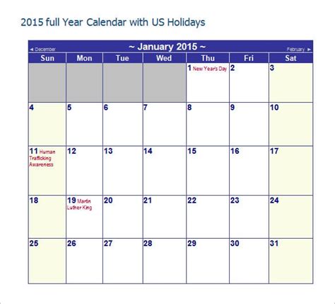Microsoft Office Calendar Template
