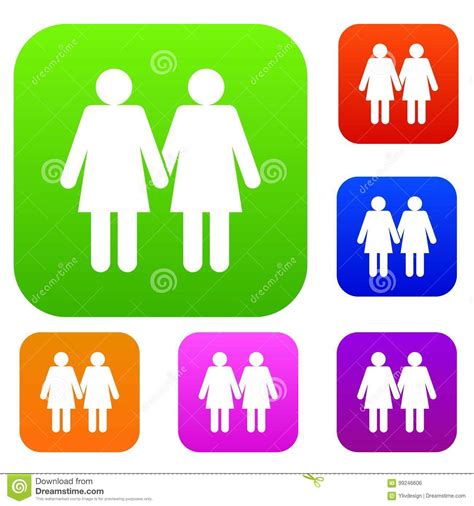 two girls lesbians set collection stock vector illustration of bisexual mark 99246606