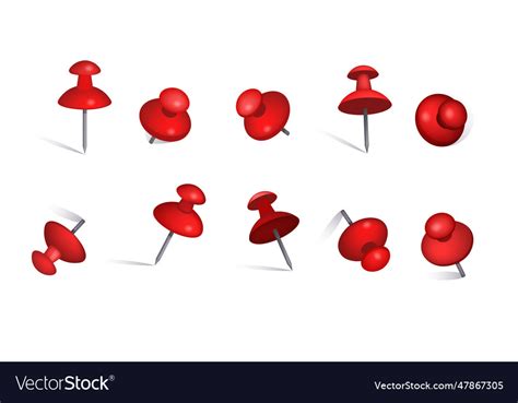 Set Of Red Paper Pins Royalty Free Vector Image
