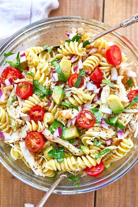 Healthy Chicken Pasta Salad Recipe With Avocado Chicken Pasta Salad