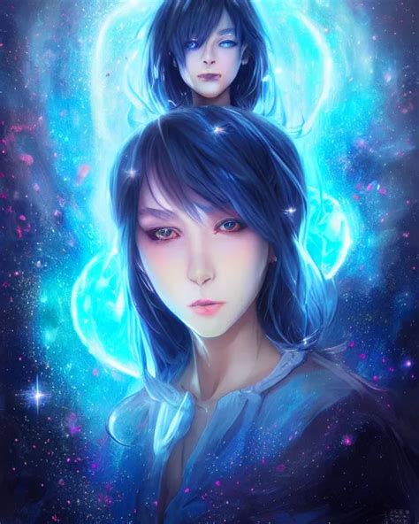 A Realistic Anime Portrait Of A Beautiful Cosmic Woman Stable