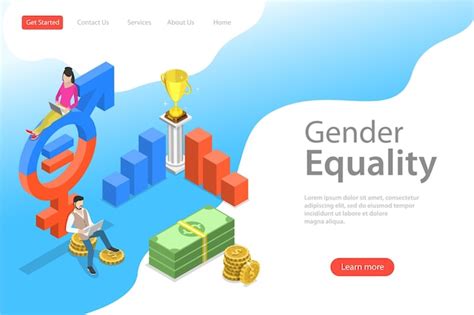 Premium Vector Isometric Flat Vector Landing Page Template Of Gender Equality Male And Female