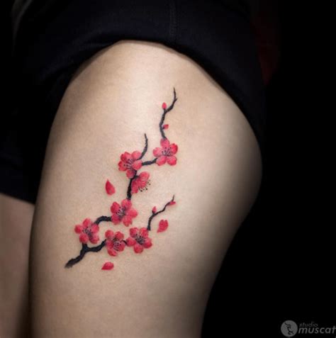 Japanese Cherry Blossom Foot Tattoos