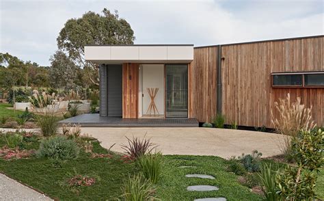 Front Entrance With Feature Spotted Gum Cladding Prefab Homes