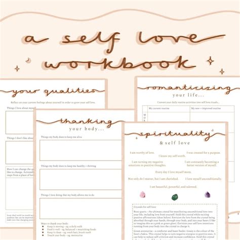 Self Love Workbook Printable Worksheets Guide For Loving Etsy