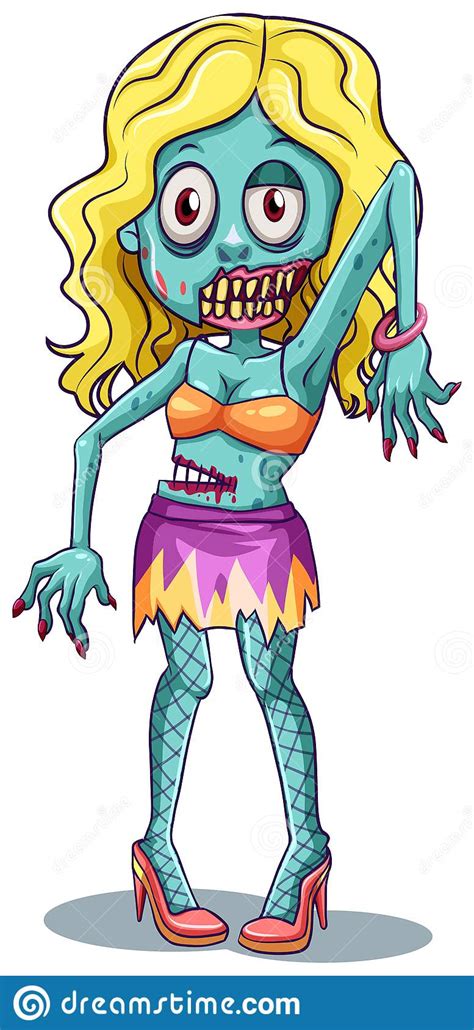 A Female Zombie On White Background Stock Vector Illustration Of Character Retro 133643199