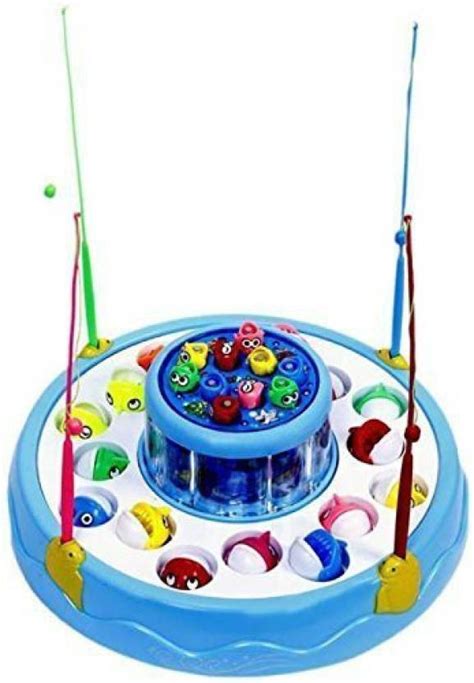 Umdha Fishing Game Toy Set Musical Rotating Board With 26 Fish 4 Pods