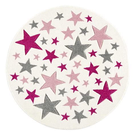 Das gilt genauso für die farben: Livone Teppich Stella Sterne rosa grau rund bei kinder räume