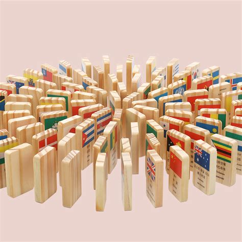National Flags Of The World Domino Set 100 Piece Wooden Domino Set