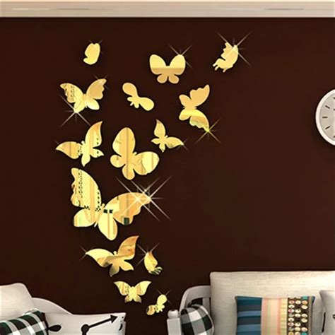 Kedode 3d Acrylic Mirror Butterfly Decorative Wall Stickers Children