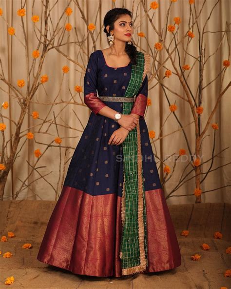 Stunning Blue Color Floor Length Anarkali Dres With Big Pattu Boarder