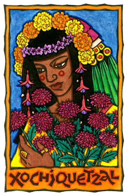 Xochiquetzal Aztec Goddess Of Flowers And The Creative Arts Mythology Goddess Art Aztec