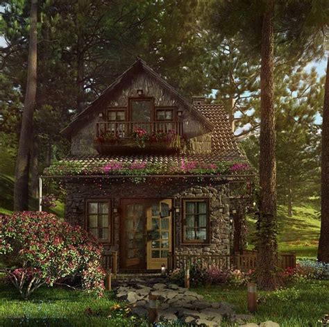 Perfectly Picturesque Cabin In The Woods Rounded Stone Tile Roof