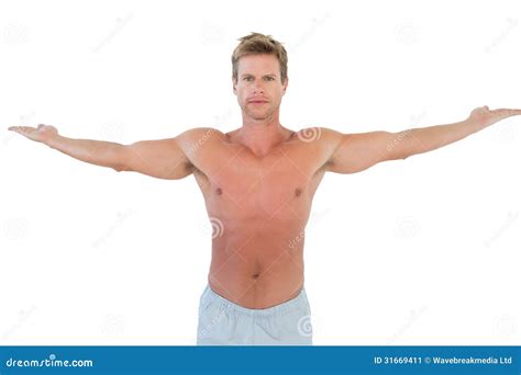 Shirtless Man Opening His Arms Stock Image Image Of Shirtless