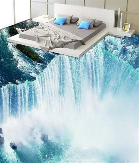 3d waterfall f486 floor wallpaper murals self adhesive removable kitchen bath floor waterproof