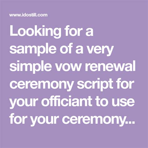 Looking For A Sample Of A Very Simple Vow Renewal Ceremony Script For