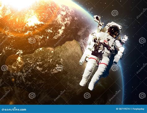 Astronaut In Outer Space Against The Backdrop Of Editorial Stock Image