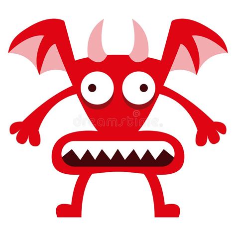 Cartoon Funny Red Demon Character Isolated Stock Illustration