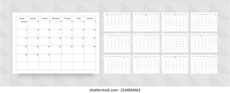 Monthly Calendar Template 2023 Year Week Stock Vector Royalty Free