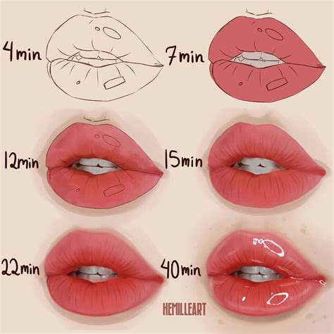 Glossy Lips Steps Digital Art Tutorial Lips Drawing Art Tips