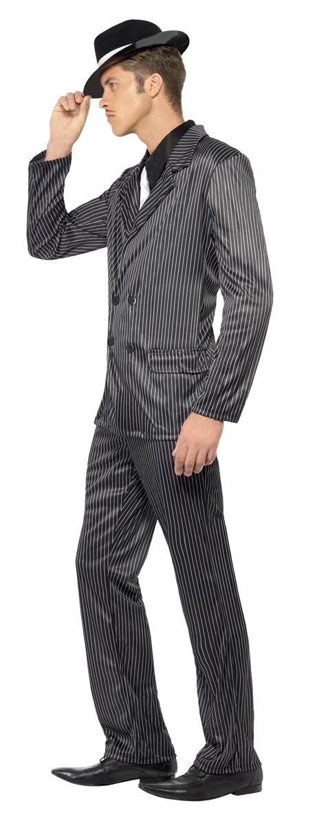 20s Gangster Costume Black Pinstripe