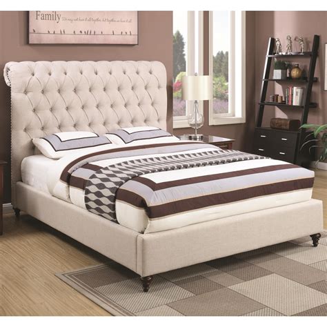 Coaster Devon Full Upholstered Bed In Beige Fabric Rifes Home