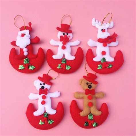 50pcs Lot Mixed Santa Claus Deer Bear Snowman Design Hanging Dolls