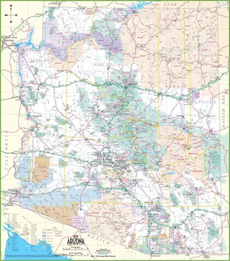 Large Detailed Map Of Arizona With Cities And Towns Arizona Map