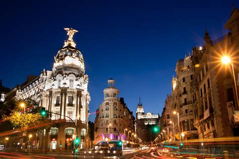 Madryt Hiszpania Miasto Noc