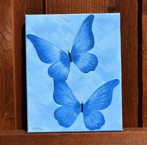 Beautiful In Blue Butterfly Painting On 8x10 Canvas Butterfly