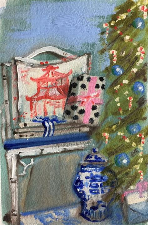 Blue And White Christmas Art Print Etsy