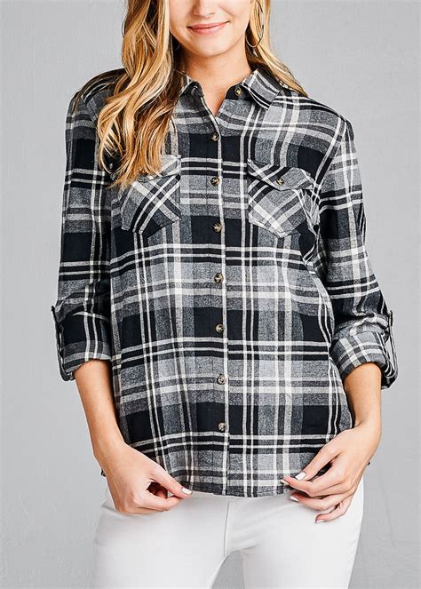 Moda Xpress Womens Button Up Shirt 34 Sleeve Cotton Shirt Collar