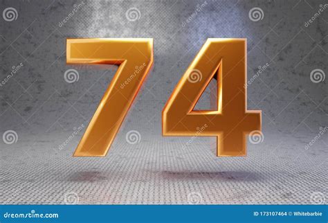 Golden Number 74 On Metal Textured Background Stock Illustration
