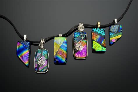 Rainbow Necklaces Dichroic Glass Jewelry Dichroic Glass Pendant Glass Pendants