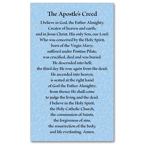 The Apostles Creed Prayer Card